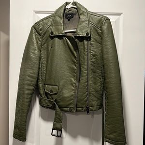 Authentic Joes Collection leather olive jacket Womens